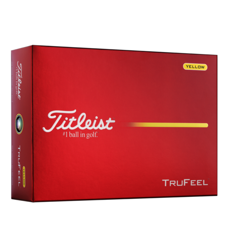 Gele Titleist trufeel golfballen met logo bedrukken