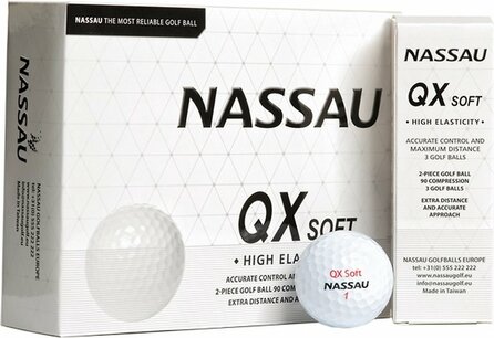 Nassau QX Soft Golf Balls printed with logo - White Nassau QX Soft Golf Balls printed with logo - White