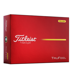 Titleist Trufeel yellow golf balls printed with logo